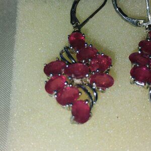 Ruby cluster earrings in sterling silver